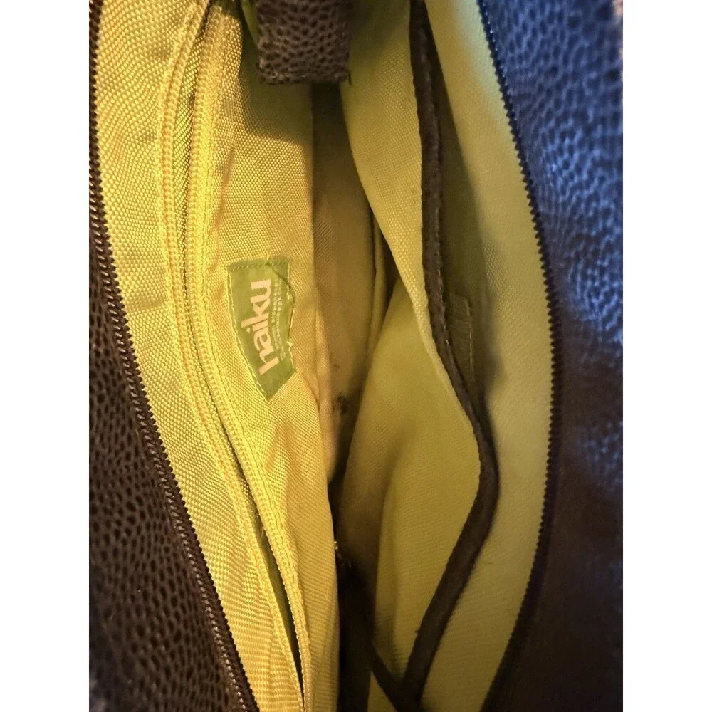Haiku To Go Shoulder Bag Crossbody EUC Pebbled Leather Black Green
